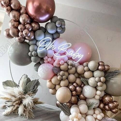 Wedding Birthday Party Decor Double Cream Peach Latex Balloon Garland Maca Gray Pink Balloon Arch Kit Baby Shower Event Decor