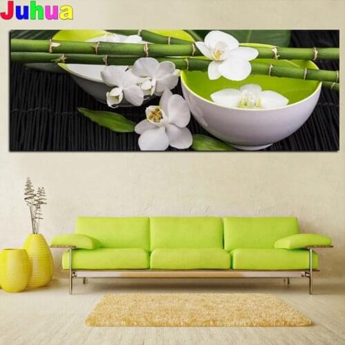 Still Life Bamboo White Orchid Feng Shui diy Diamond Painting full drill 5D diamond emboridery mosaic diamond stitch landscpae