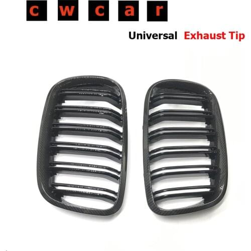 One Pair 2007-2013 X5 E70 X6 E71 Carbon Fiber Look Double Slat Front Kidney Grill Bumper Grille For BMW X5 X6 Front Mesh Grill