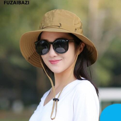 FUZAIBAZI Fashion Sun Protection Outdoor Sunhat Womens Summer New Sunhat Summer Fold Fishermans Hats Youth Mountaineering