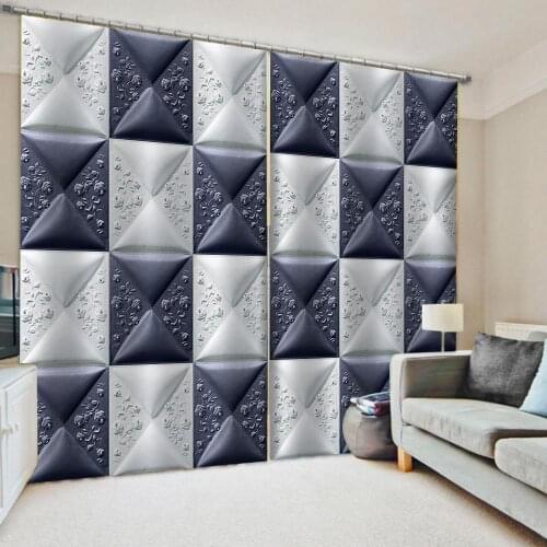 Morden blue and white soft curtains Window Blackout Luxury 3D Curtains set For Bed room Living room Office