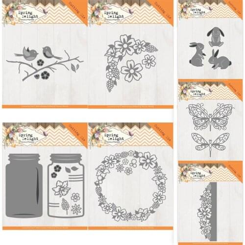 Piggy Craft metal cutting dies cut die mold Spring flower bird Scrapbook paper craft knife mould blade punch stencils dies