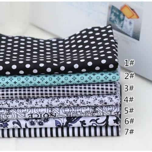 50x150CM Black Plain Cotton Flower Print Fabrics Patchwork Sewing Dress Doll Craft Handmade DIY Material Tissu Dot Pattern Cloth