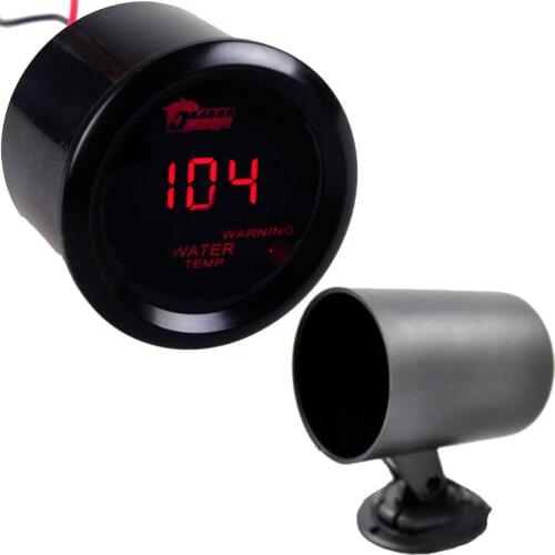 EE support 2" 52mm Black Car Universal Digital Red LED Water Temp Gauge Fahrenheit + Pod Holder