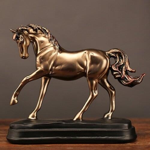Vintage Resin Gold Horse Statues Figurines Ornaments Horse Sculpture Crafts Home Office Decoration Accessories Wedding Gifts