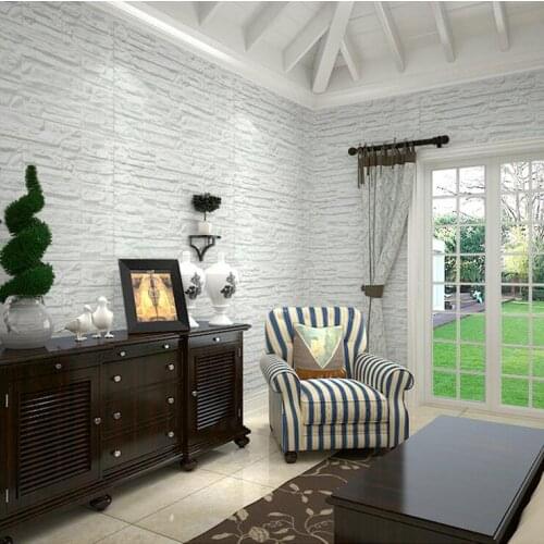 Home Waterproof Foam Decoration Embossed Three3 D Bedroom Living Room DIY Adhesive Made home Wall Decals PE Stone Panels 70*77