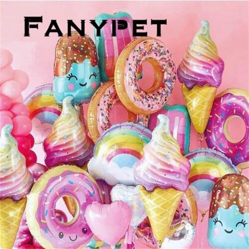 32Inch Donut Digital Foil Balloon Fruit Ice Cream Helium Birthday Party Decoration Kids Toy Sweet Number Globos Shower