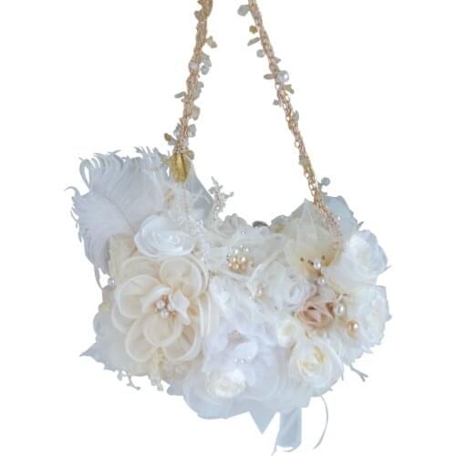 Jewelry flower Handbag bouquet,Fancy rose style wedding bride holding flowers, crystal Pearl and Artificial Flower