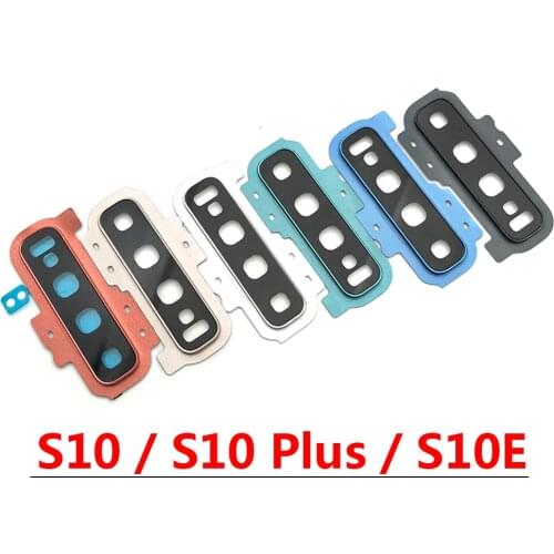 For Samsung Galaxy S10 Plus Rear Camera Glass Lens Cover With Frame Holder with Sticker Replacement Spare Parts