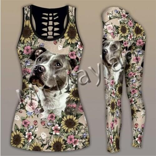 Fashion New Animal Whippet Women Hollow Tanktop and Leggings for 3D Printing Hipster Leisure Female Sexy Vest Clothes Stil-1