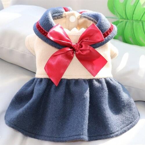 Winter Dog Dress Bowknot Princess Dresses Puppy Outfit mascotas ropa perro Warm Pet Outfit Yorkshire maltese Pomeranian Clothes