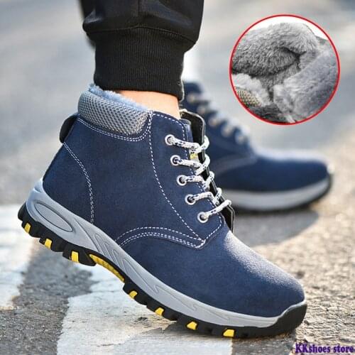 Winter Work Safety Boot Plush Warm Winter Shoes Men Boots Steel Toe Safety Shoes Male Shoes Indestructible Shoes Boots Men 39 S