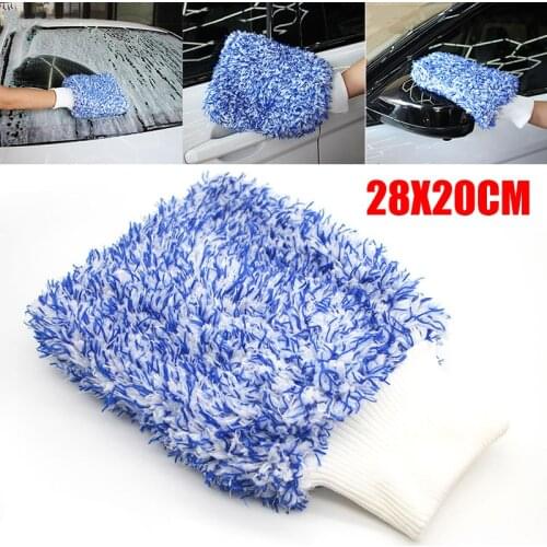 1pc Microfiber Wash Mitt Ultra Soft Car Cleaning Premium Washing Glove Sponge Tool 18x28 Accessories