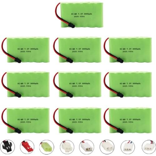 7.2V Upgrade 3000mAh NiMH Battery For Rc toys Cars Tanks Trains Robot Gun Ni-MH AA 7.2v 2400mAh Batteries Pack For Rc Boat 10PCS