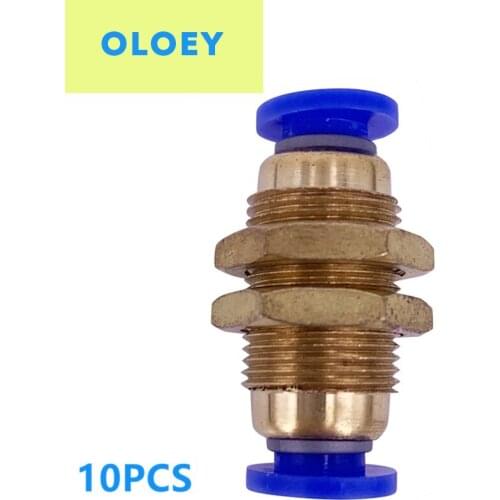 10PCS PM Bulkhead union Port size OD:4 6 8 10 12mm Airtac type pneumatic fittings joint