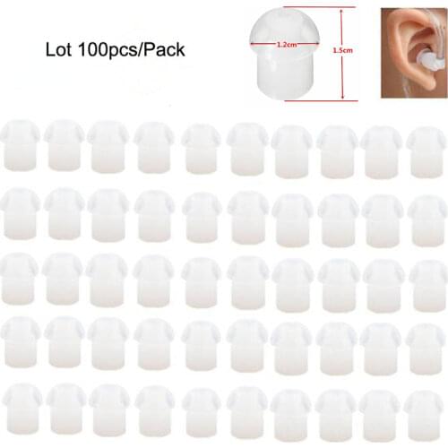 100pcs Replacement FBI Acoustic Coil Air Tube Style PTT Mic Earpieces Headset Silicone Rubber Mushroom EarTips Ear Tips Earbuds