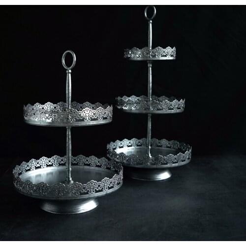 2 tiers cupcake stand Vintage silver cake decorating tools for dessert bakeware Kitchen& bar