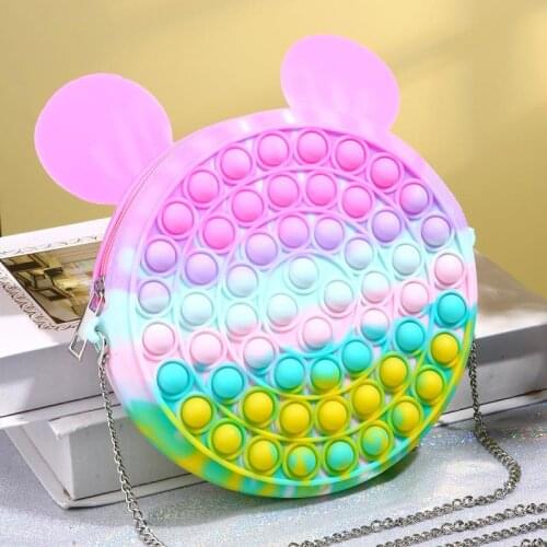 200pcsDisney Mickey Mouse Cute Bag Pops FidgetToys Reliver Stresstoy Rainbow Push Bubble Antistress Toys for Children Gifts