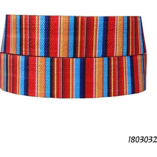 50 yards/lot) Wholesale ombre rainbow patterns foe fold over elastic for Christmas hair bands