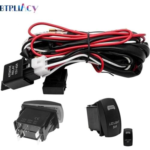BTRLIACY 12V SUV ATV Blue LED Light Bar Rocker Switch Wiring Harness 40A Relay Fuse Kit Wholesale Quick delivery