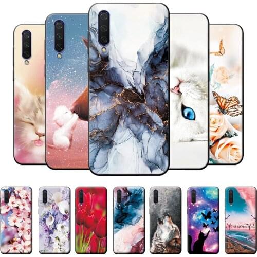 For Xiaomi Mi 9 Lite Case Xiaomi Mi 9 Lite Bumper Soft TPU Silicone Cover For Xiaomi Mi 9 Lite Case Flower Protective Case 6.39