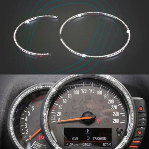KJAUTOMAX For Mini Cooper F55 F56 F57 Silver Crystal Ring Tachometer Decoration Zinc Alloy 2pcs