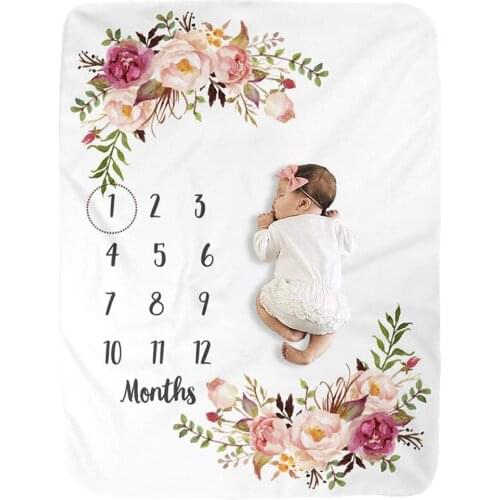 Baby Monthly Milestone Blanket Boy and Girl Unisex Memory Blanket for Newborn Baby Shower Plush Month Blanket for Nursery Baby