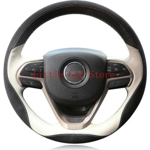 For Jeep Grand Cherokee DIY Hand-stitched Car Steering Wheel Cover Top Leather