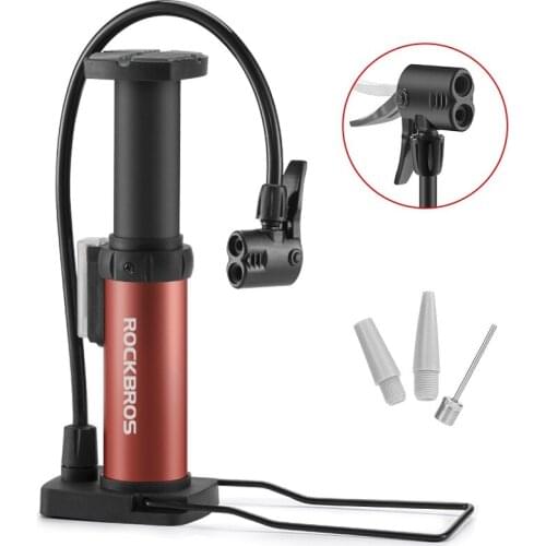 Hot-ROCKBROS 80PSI High Pressure Bike Pump AV/FV Portable Air Inflator Foot Pump MTB Bicycle Pump Bike Accessories