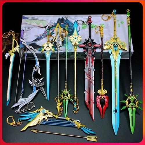 Game Genshin Impact Game Character Weapon Model Alloy Model Toy Keychain Collection Gifts Collections Enthusiast Collection Set