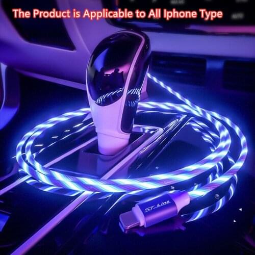 IPhone 12 Pro Max 11 X XR XS 8 Flow Luminous Lighting cable Fast Charging LED Wire For Ford Focus mk2 st Vignale / st-line f150