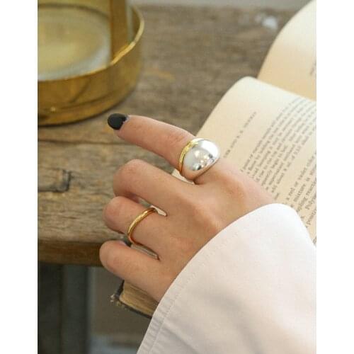 Real 925 Sterling Silver Minimalist Wave Wide Opening Ring For Fashion Women Party Elegant Lines OL Fine Jewelry Gift