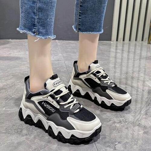 Rimocy Thick Bottom Fashion Women' Sneakers 2021 Autumn Chunky Platform Casual Shoes Woman Comfortable Non-slip Vulcanize Shoes