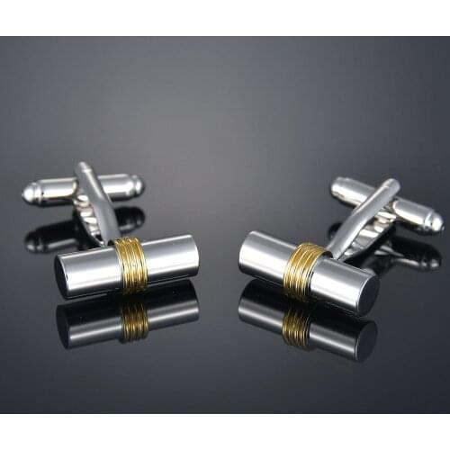 French Cylinder Enamel Round Cufflinks for Men High Quality Luxury Cuff Links For Men Simplicity Design Quality Brass Material