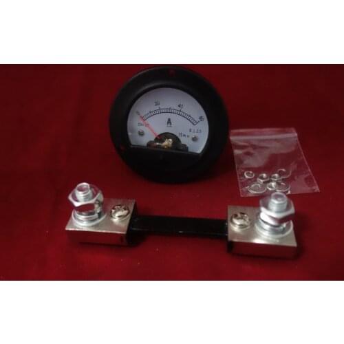 Small DC 0-60A Round Analog Ammeter Panel AMP Current Meter DH52 with Shunt