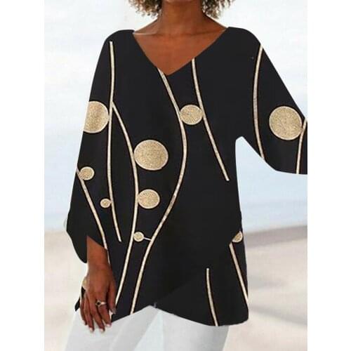 Fashion Casual Loose Shirt Large Size Long Sleeve Womens Shirt All-match Printed Women Shirt