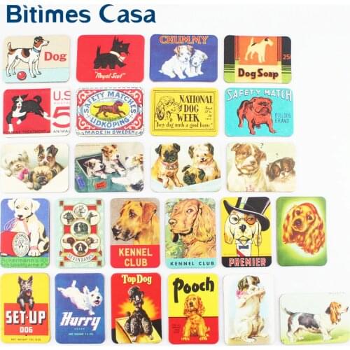 Bitimes 24 pcs/Set Cartoon Dog Refrigerator Fridge Magnets Set Animal Dog Puppy Designs Home Decoration Magnetic Stickers
