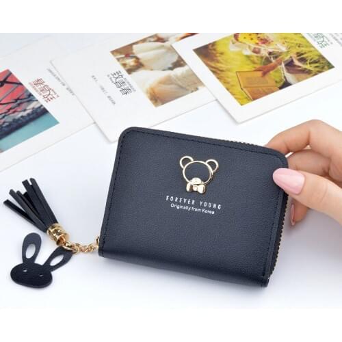 NEW Fahion Women Wallet Card Holders Wallet Female Simple Style PU Leather Tassel Pendant Money Coin Purses Carteira Feminina