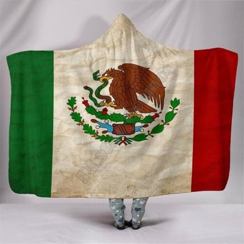 Mexican Flag Breathable Hooded Blanket 3D Printed Wearable Blanket Adults kids Blanket blanket throw blanket