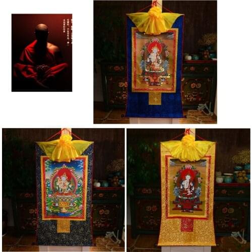 3PCS Wholesale Buddhist supplies --85CM Large -HOME protection Thang-ga Thangka Vajra Sattva Vajrasattva Buddha Buddhism art