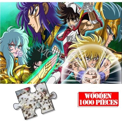 Wooden Puzzles 1000 Pieces Saint Seiya Anime Cartoon Pegasus Seiya Challenging Adults Jigsaw 1000 Pieces Customized Puzzles Toys