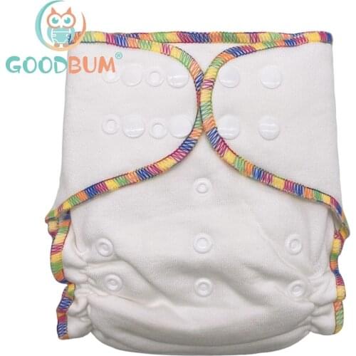 Goodbum Washable Adjustable Bamboo Cotton AI2 Diaper Cloth Diaper Double Row Snaps Cloth Nappy For 3-15KG Baby