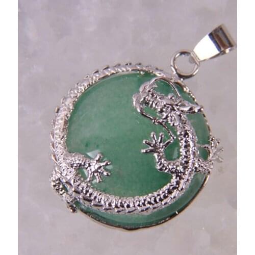 Natural Green Aventurine Bead GEM Pendant Jewelry Dragon S463