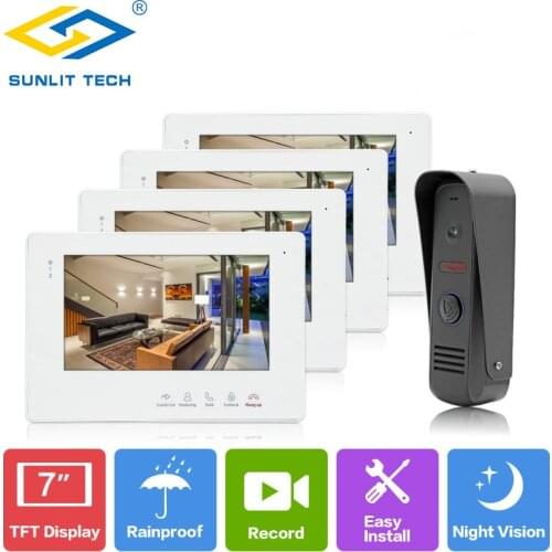 Wired 7 inch Color Home Video Door Phone Intercom with Motion Recording Intercom Door Bell Entry Access System Indoor Monitor
