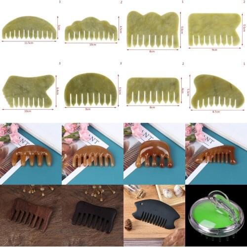 1Pc Chinese Nature Jade Wood Comb Guasha Facial Massage Spa Acupuncture Head Therapy Trigger Point Treatment On Head Beauty Tool