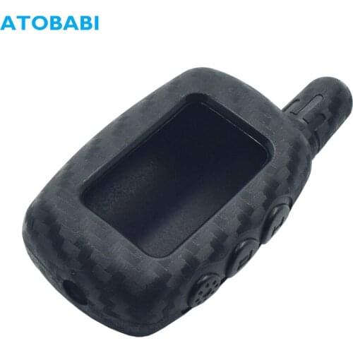 ATOBABI Carbon Fiber Rubber Car Key Case For Starline A9 A6 A8 A4 V5 24V Two Way Car Alarm LCD Remote Control Silicone Cover Bag