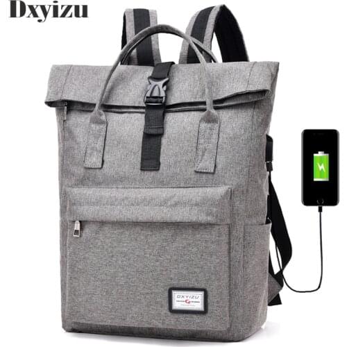 2020 New Mens USB Charging Backpack Laptop Bags Polyester Preppy Mens School College Bags Travel Large Capacity Backpacks