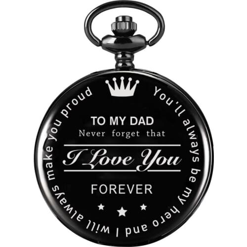 TO MY DAD -My Hero -Make You Proud-I Love You Quartz Personalized Pocket Watch Vintage Pendant Clock Gifts with Pocket Chain