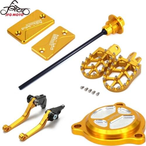 Motorcycle CNC Brake Reservoir Brake Fluid Reservoir Cap Oil Filter Dispstick Foot Pegs Clutch Brake Lever For SUZUKI DRZ400S
