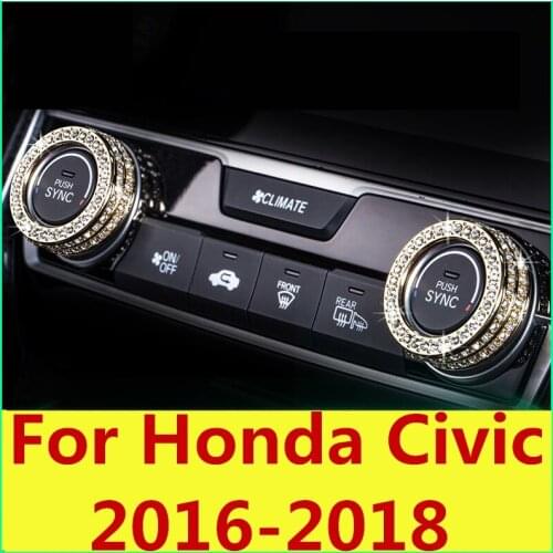 Car styling air conditioning Rotate Button Decorative frame Interior car Accessories For Honda Civic 2016-2018 10th Gen Sedan